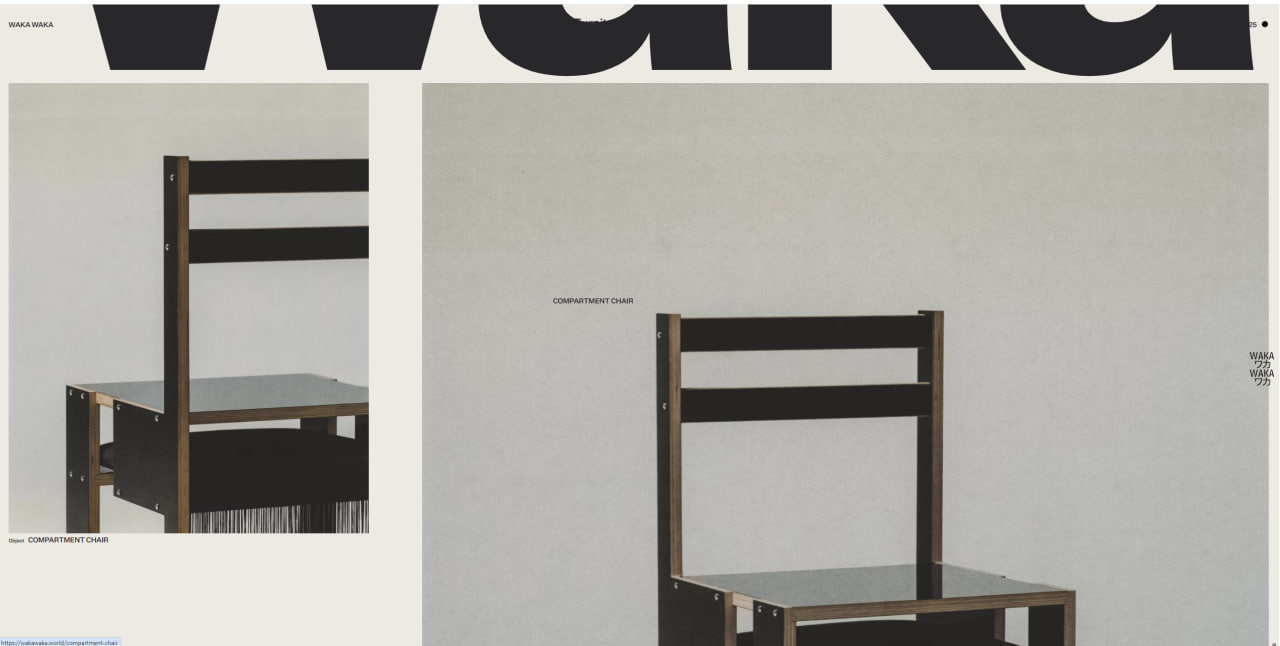Waka Waka furniture studio website